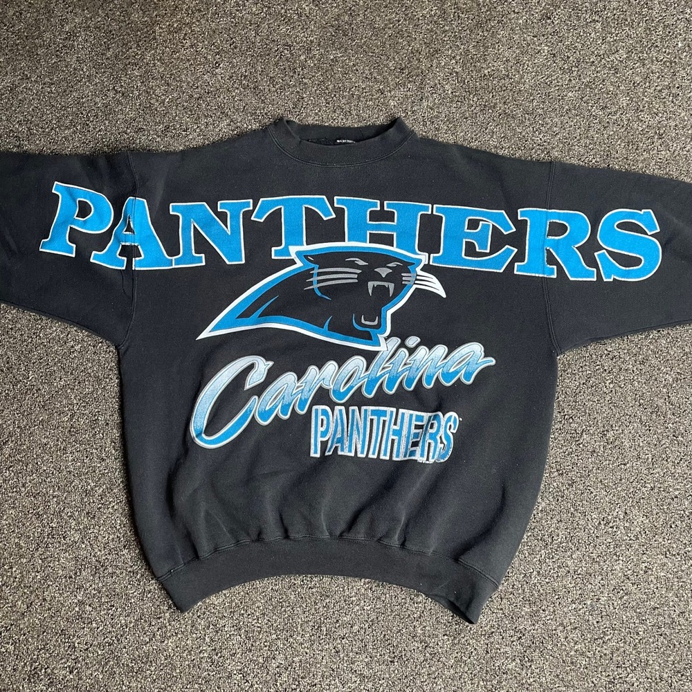 Vintage 1994 Carolina Panthers NFL Crewneck Sweatshirt Black Wraparound Graphic